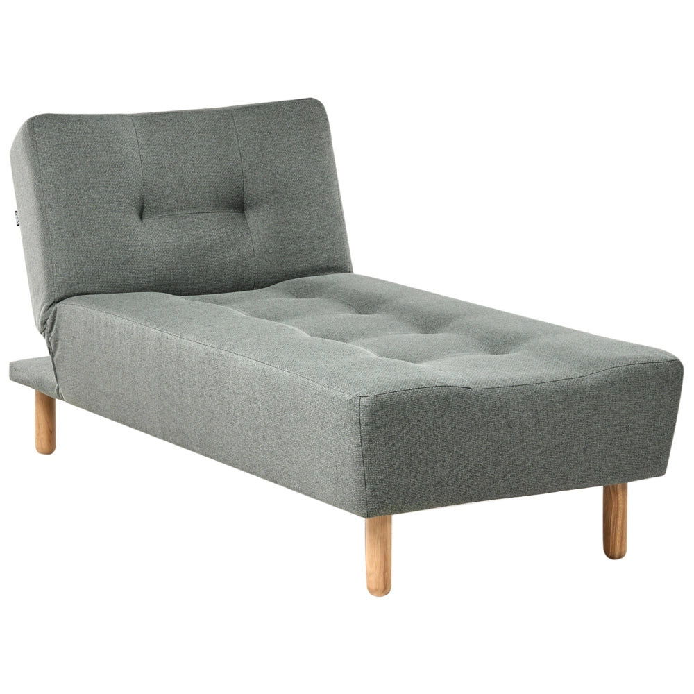 Chaise Lounge Rivestimento in tessuto verde Gambe in legno chiaro Stile scandinavo
