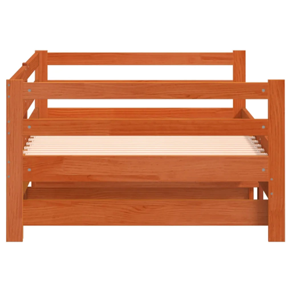 Divano con Letto Estraibile-Sofa Letto-Daybed Marrone Cera 90x200cm Massello Pino 420746