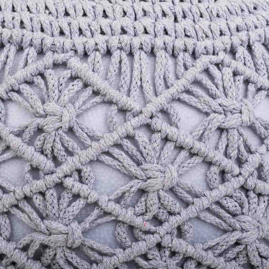 Puf in cotone intrecciato grigio 45x45x40h