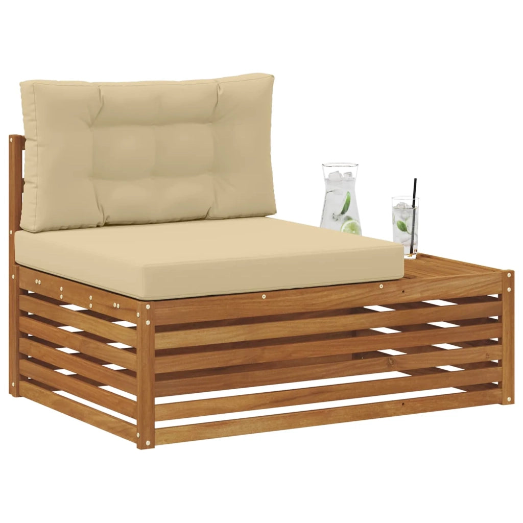 Divano da Giardino-Divano Esterno Finale 3 Pezzo Naturale e Beige 115 x 83 x 73 cm
