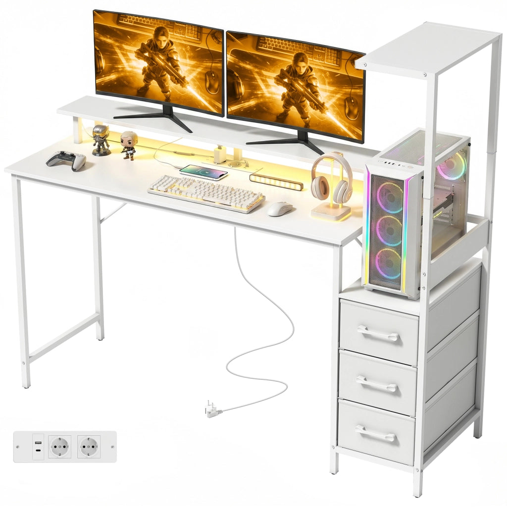 Scrivania Gaming ¨C zephmum ¨C Bianco, Multistrato, 147x