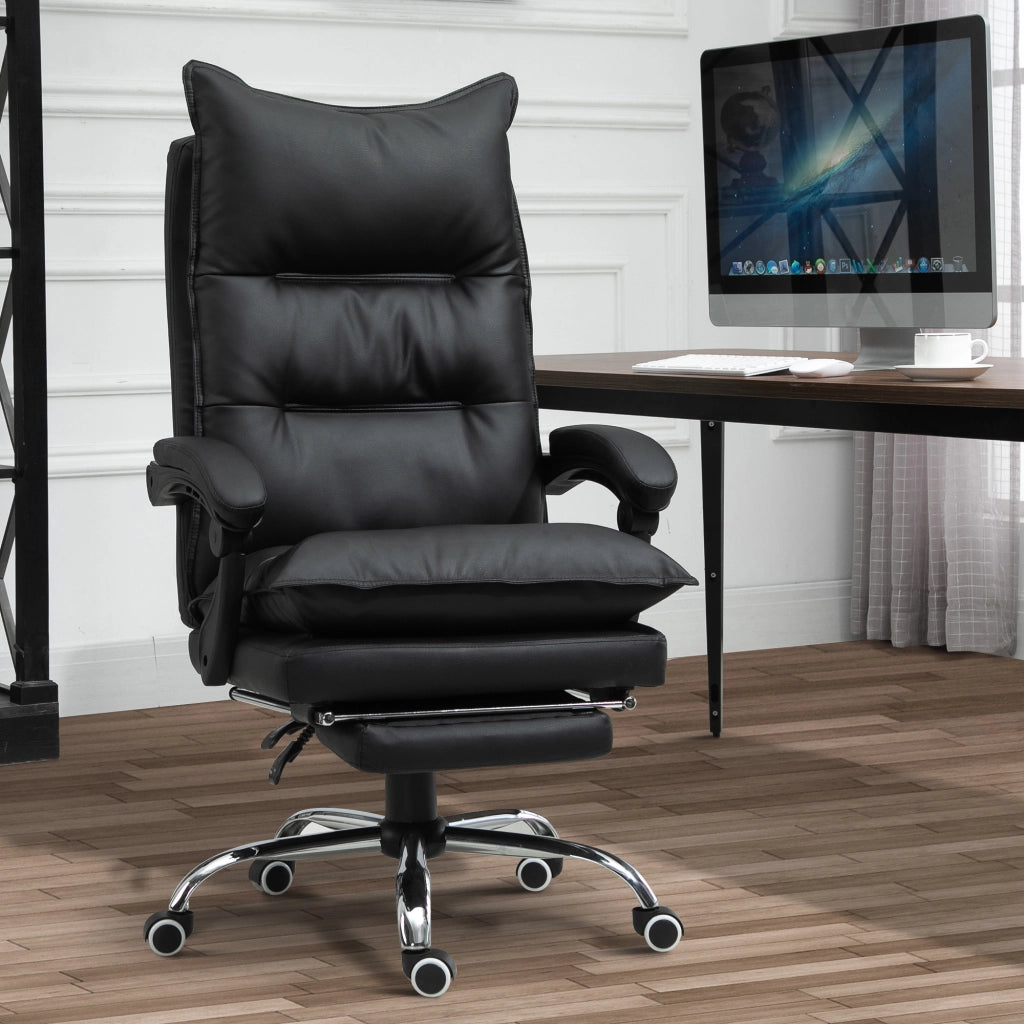 Sedia da Ufficio Ergonomica ¨C Xylo ¨C Similpelle Nero con Braccioli e Poggiapiedi Regolabile