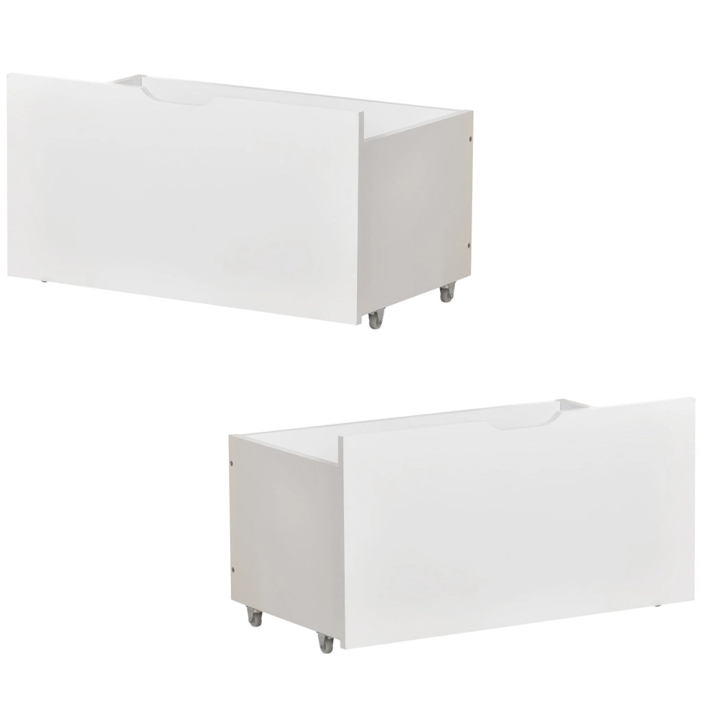 Cassetti per letto con 2 vani in legno bianco