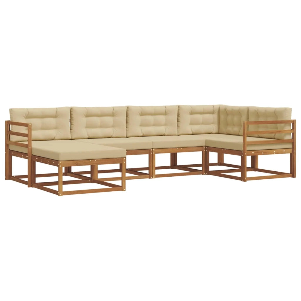 Set di divani da esterno con cuscino 6 pcs Naturale e Beige 3367811