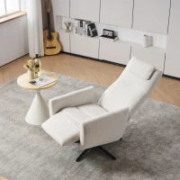Poltrona relax reclinabile con base girevole e schienale regolabile, 67x80.5x110 cm, Beige