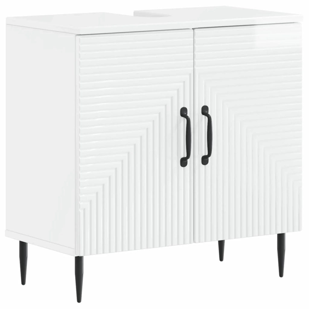 Armadio per Lavabo da Bagno HAARLEM Bianco Lucido 896789