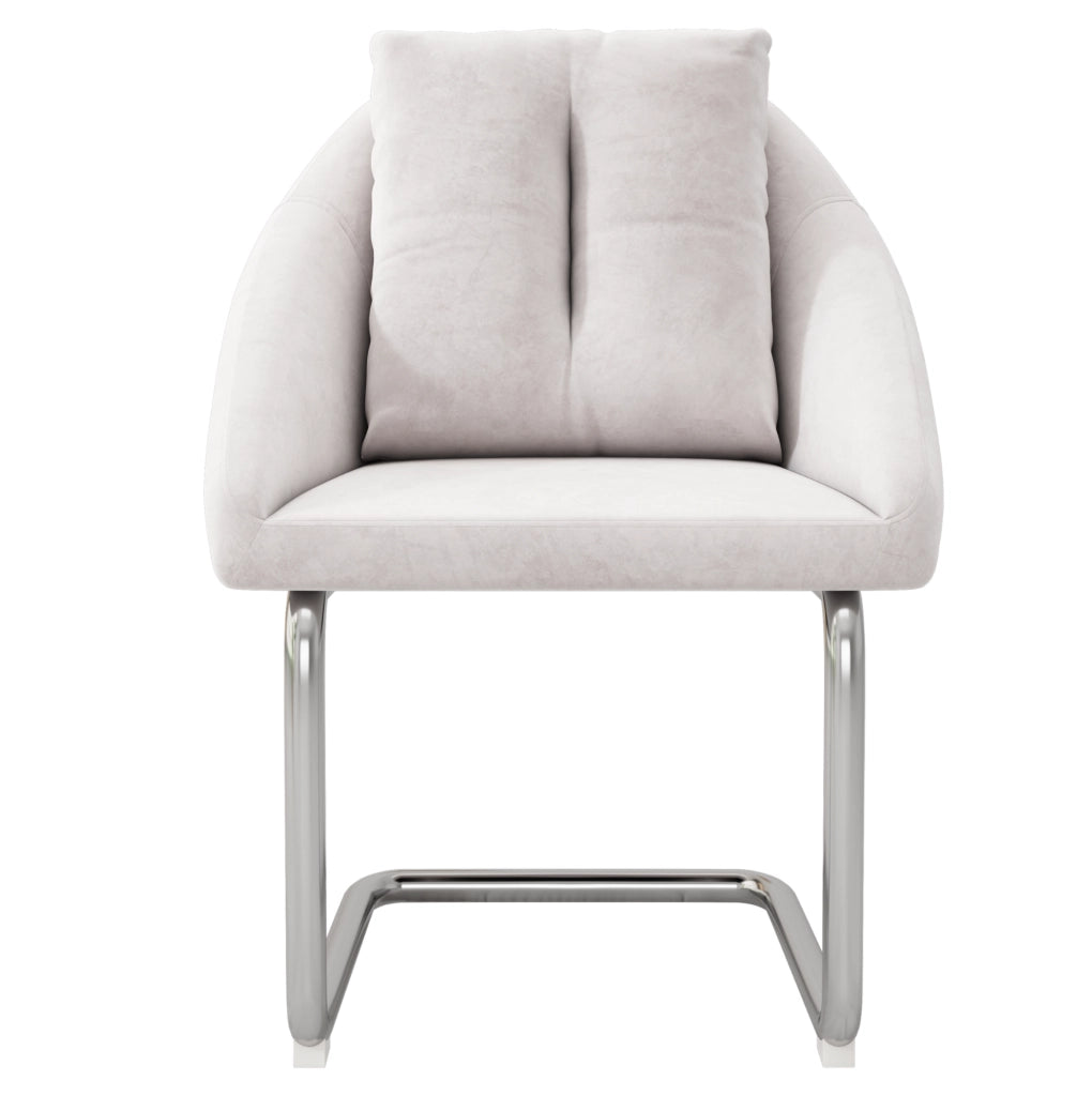 Set di 2 sedie imbottite in velluto beige con struttura in metallo