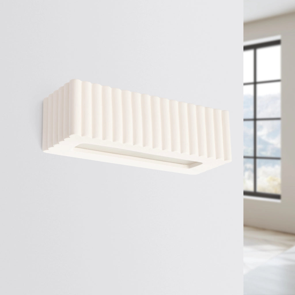 Applique ceramica bianca rigata su-giù E27 SULKIO Pure Lume