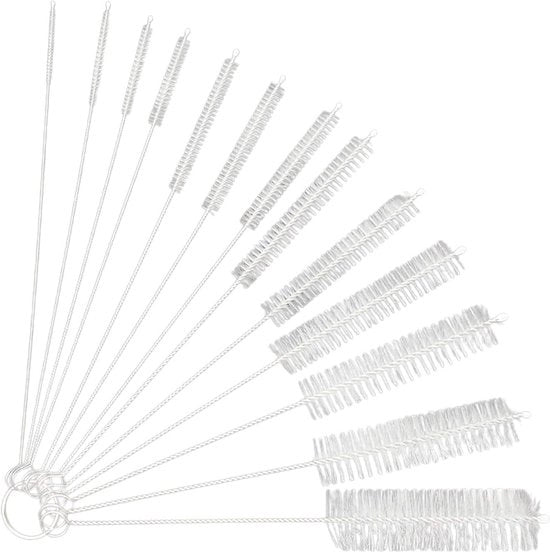Set di spazzole per bottiglie - 13 pezzi (diverse misure) per la pulizia di bottiglie di latte per bambini, biberon, bottiglie di acqua, tazze da tè e tubi di reazione