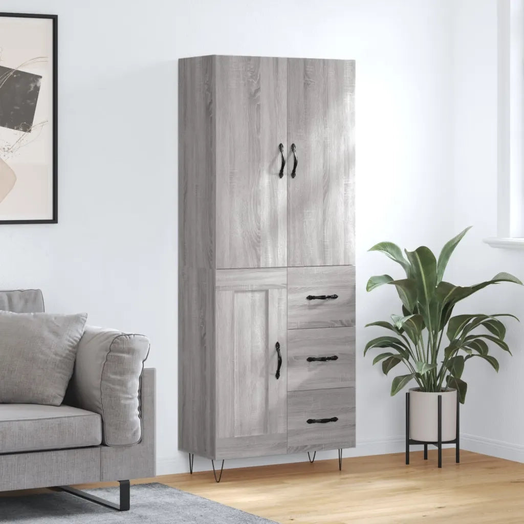 Credenza Grigio Sonoma 69,5x34x180 cm in Legno Multistrato 3198111