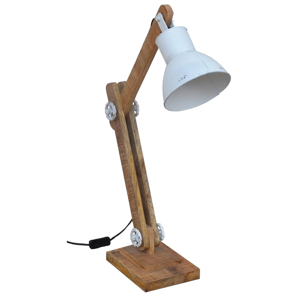 Lampada flexo in legno bianco e metallo 17x22x79h