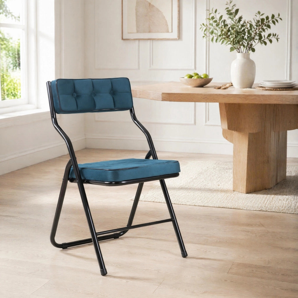 SEDIA Pieghevole Imbottita in velluto blu Set da 2 pezzi