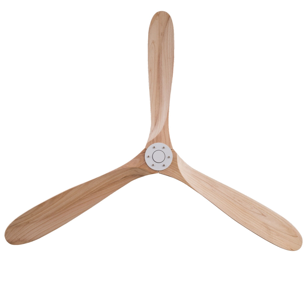 Ventilatore da soffitto senza luce con pale in legno naturale e motore DC silenzioso