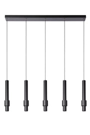 Lampadario tubi Lucide Margary nero LED 22W 5 luci