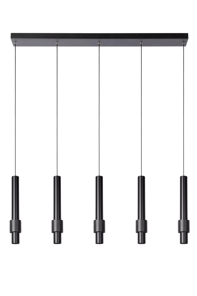 Lampadario tubi Lucide Margary nero LED 22W 5 luci
