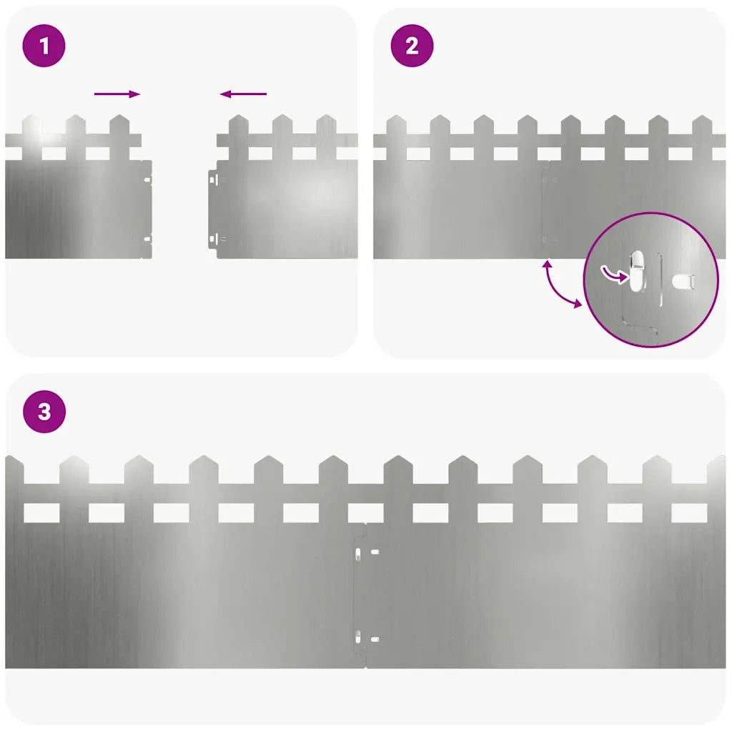 Bordure per prato 30 pz Argento 103 x 0,05 x 22 cm CFW6935491
