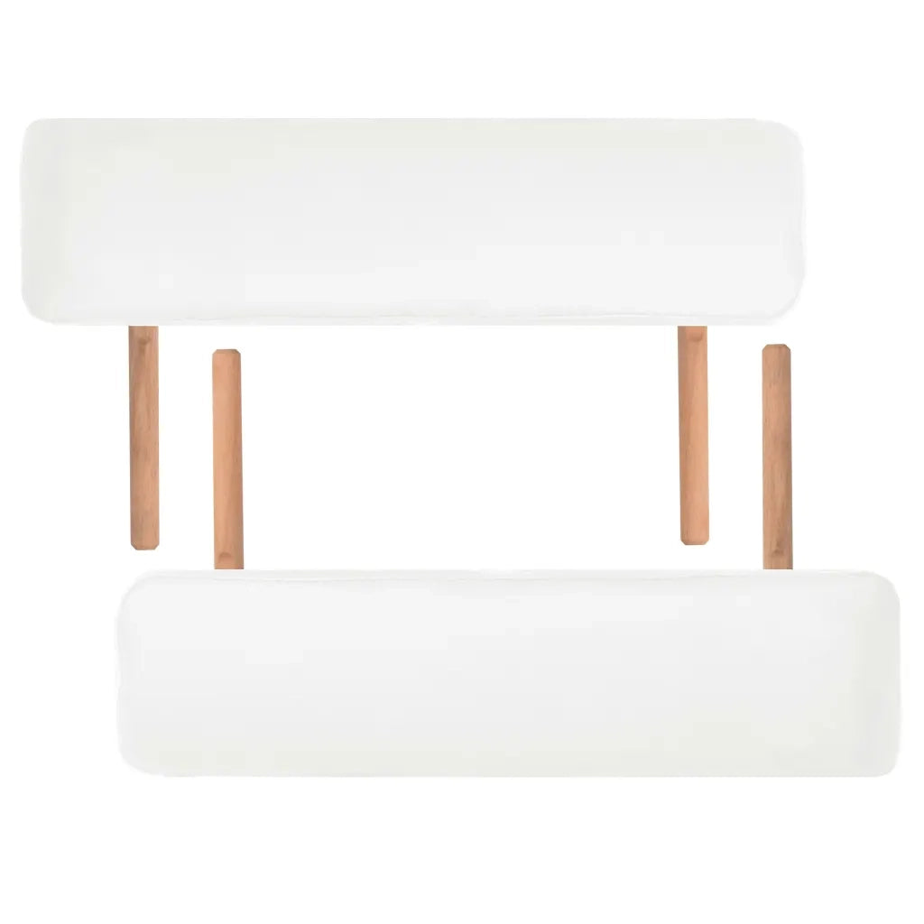 Lettino Massaggio Pieghevole a 2 Zone Imbottitura 10 cm Bianco
