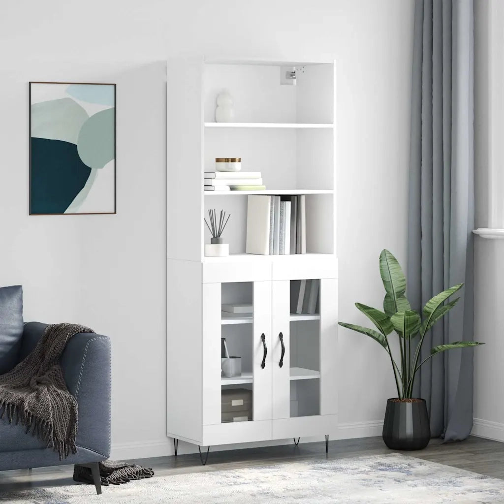 Credenza | Madia | Buffet da pranzo | Armadio da pranzo Bianca 69,5x34x180 cm in Legno Multistrato