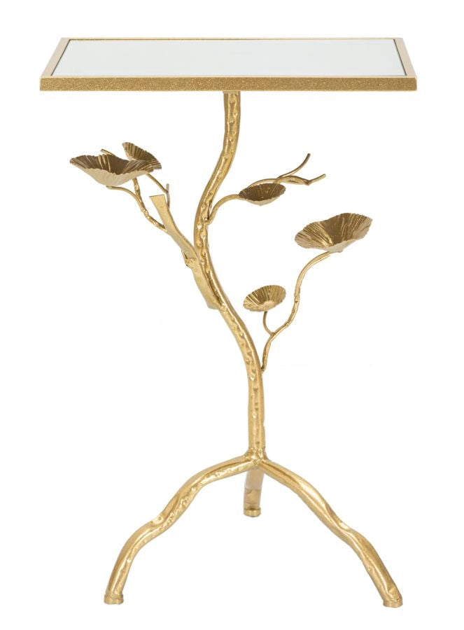 Tavolino Tisty 40x60x30 cm in Ferro e MDF Oro