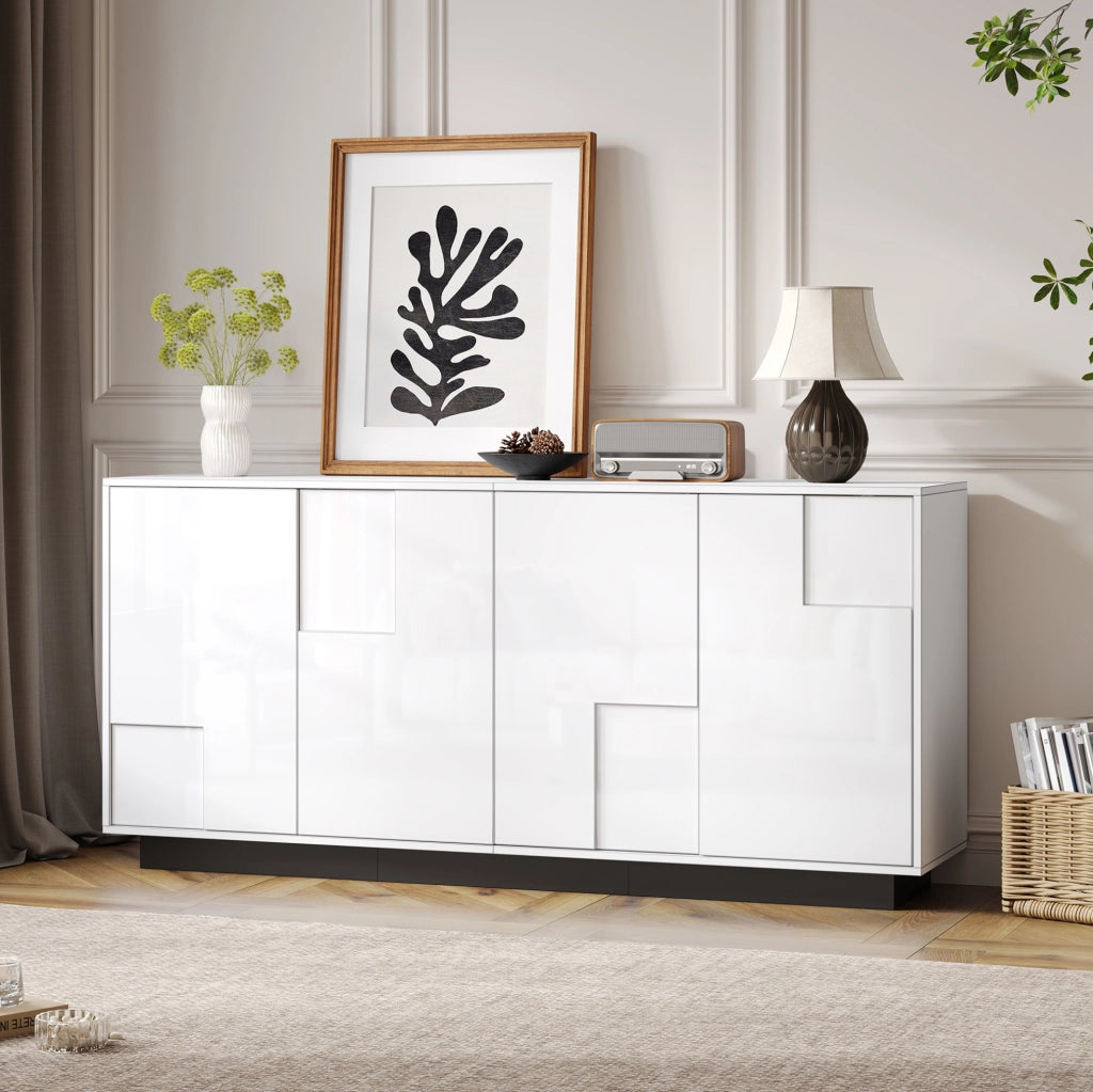 Sideboard soggiorno 160 cm bianco e nero con 4 ante