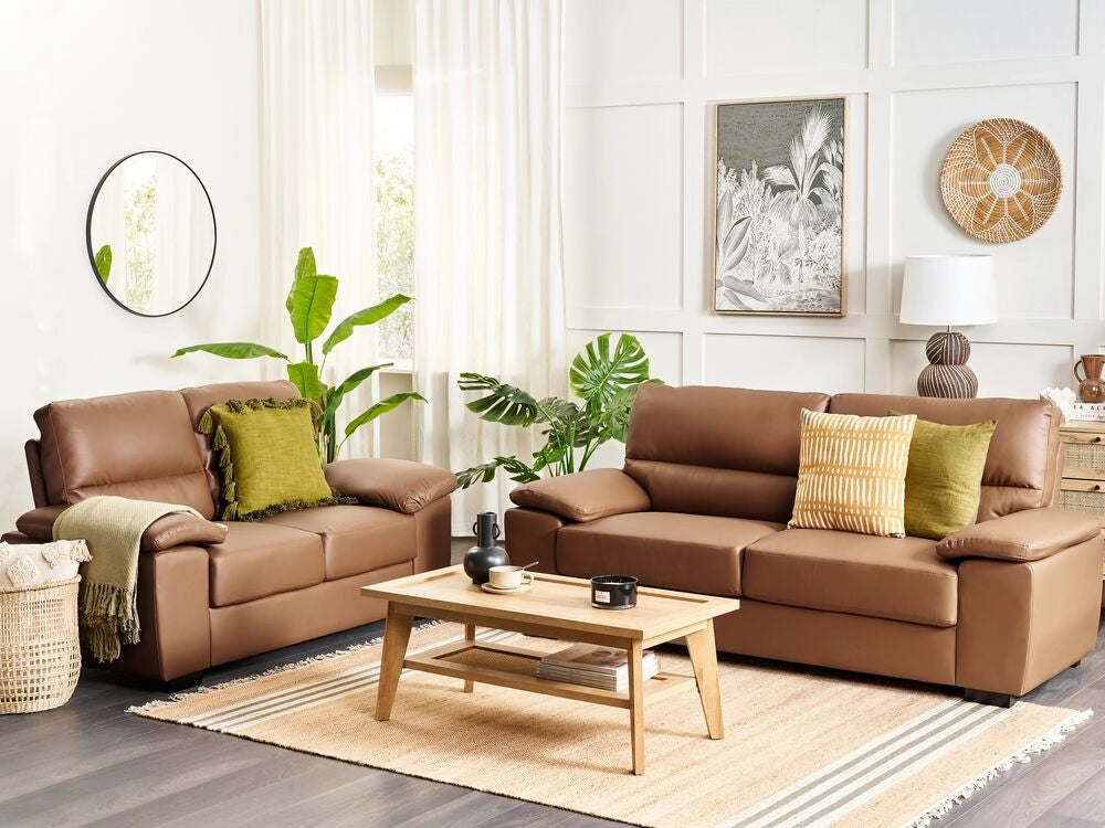 Set divano Nero 3 + 2 posti in ecopelle soggiorno stile moderno