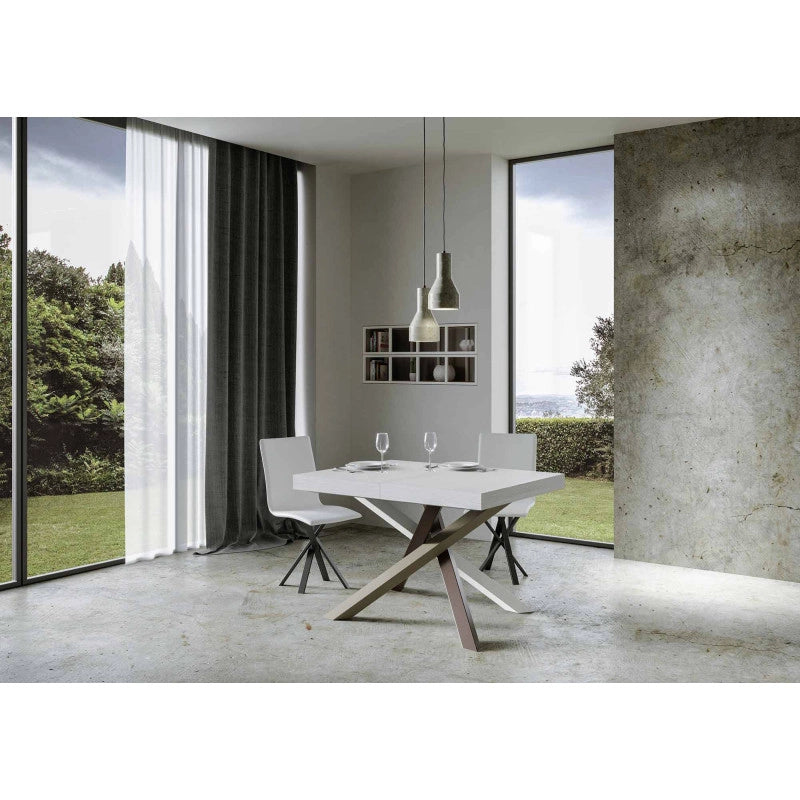 Tavolo allungabile 130/390x90 cm Volantis Premium telaio Multicolore 4/C - Bianco Frassino