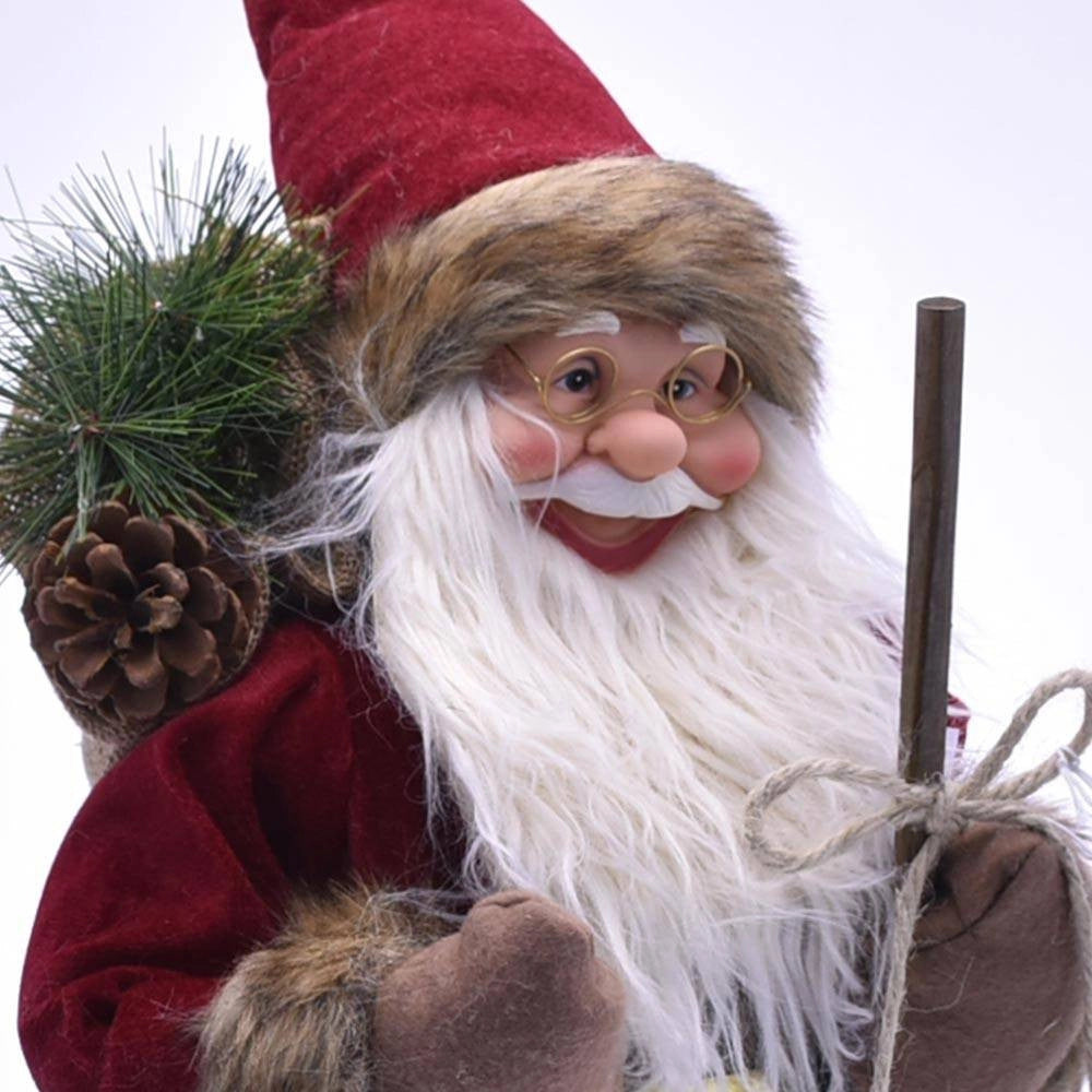 Trade Shop - Babbo Natale Nordico 60cm In Plastica Vestiti In Tessuto Decorazione Natalizia -