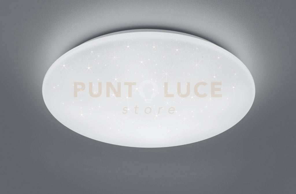 KATO PLAFONIERA LED 27W 3060lm, 3000 - 5500K DIFFUSORE METACRILATO BIANCO EFFETTO CIELO STELLATO CON TELECOMANDO CON FUNZIONI DI VARIAZIONE LUCE CALDA E FREDDA, REGOLAZIONE INTENSITA' DI LUCE E LUCE NOTTURNA D.60CM