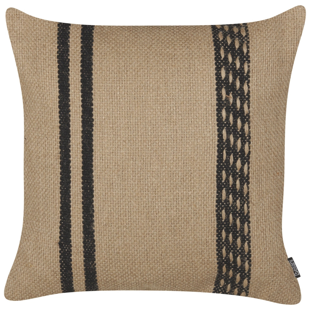Set di 2 cuscini in iuta con imbottitura sfoderabile  Beige e nero 45 x 45 cm Accessori decorativi boho