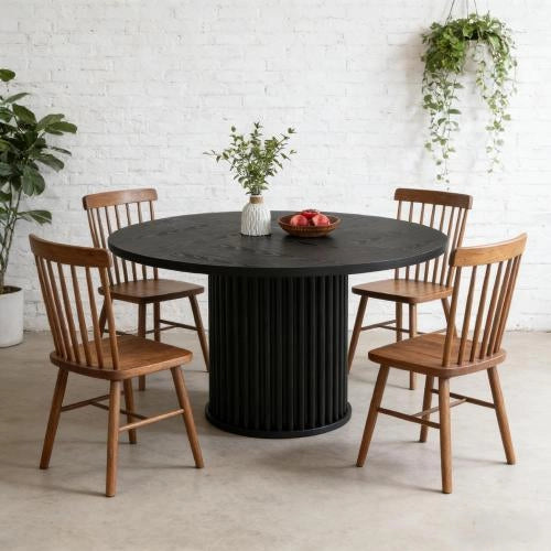 TAVOLO ROTONDO 120 cm Nero in Legno, da 6 Posti
