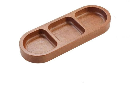Dienblad in Legno con 3 Compartimenti per Snack, Salsa o Contorno
