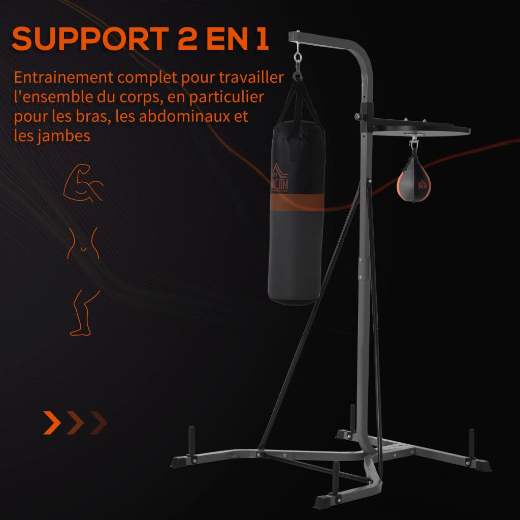 Supporto per Sacco da Boxe con Piedi ¨C zephmum ¨C Nero, Acciaio, con Sacco di Velocit¨¤