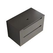 Mobile bagno sospeso con 2 cassetti e piano in pietra sinterizzata per bagno; in compensato; grigio scuro; 89×55×61 cm