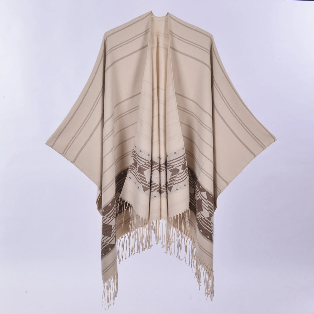 Nuovo mantello/cappotto da donna in cashmere con nappe double-face.