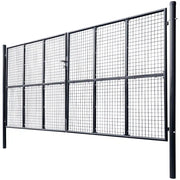 Cancello da Giardino in Rete di Acciaio Zincato 400x200 cm Grigio 143379