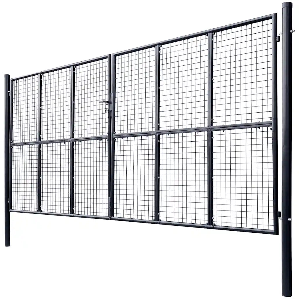Cancello da Giardino in Rete di Acciaio Zincato 400x200 cm Grigio 143379