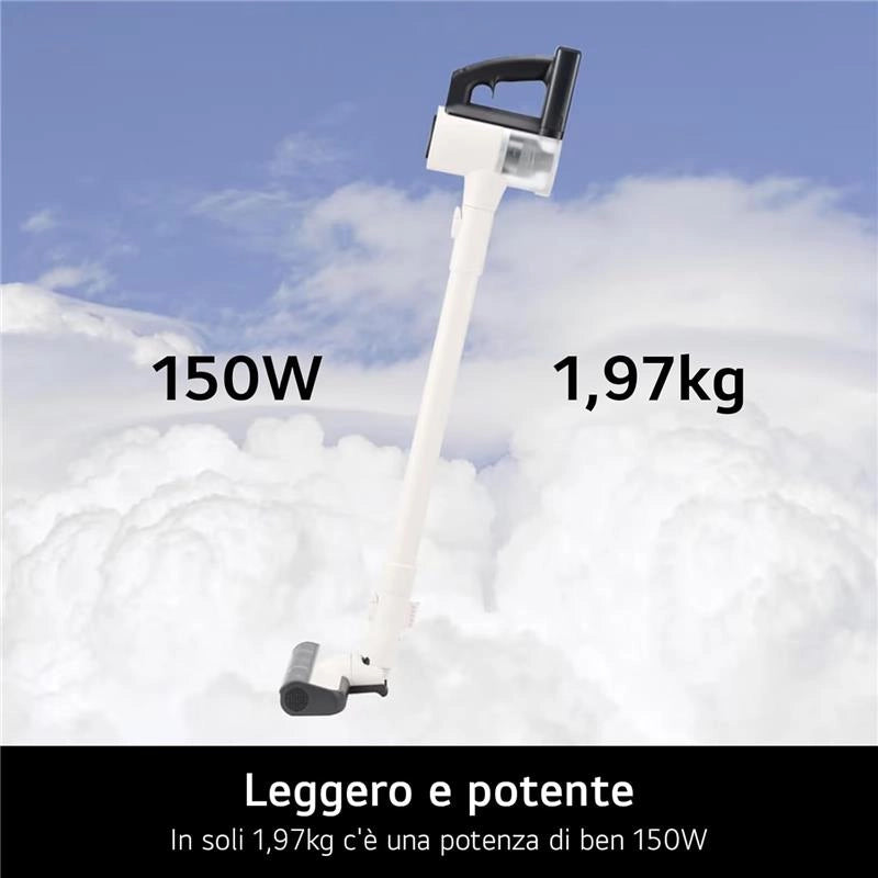 LG ASPIRALPOLVERE SENZA FILI CORDZERO DA 150W LANCIA INTEGRATA, BASE AUTOPORTANTE + 2 ACCESSORI PER PULIZIA INCLUSI