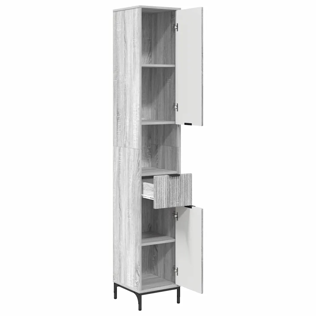 Mobile da Bagno con cassetto Grigio Sonoma 31,5 x 33 x 190 cm