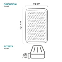 64426ND - Materasso Singolo Ultra Plush Dura Beam Con Tecnologia Fiber-Tech Con Pompa Elettrica Incorporata Cm 99X191X46