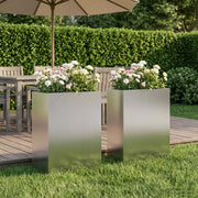 Vaso da giardino 2 pz Argento 40 x 20 x 50 cm Acciaio zincato 8005425
