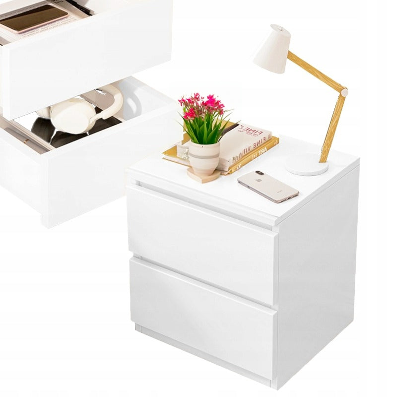 Comodino per camera da letto, soggiorno, camera da letto, armadio con cassetti, bianco, loft