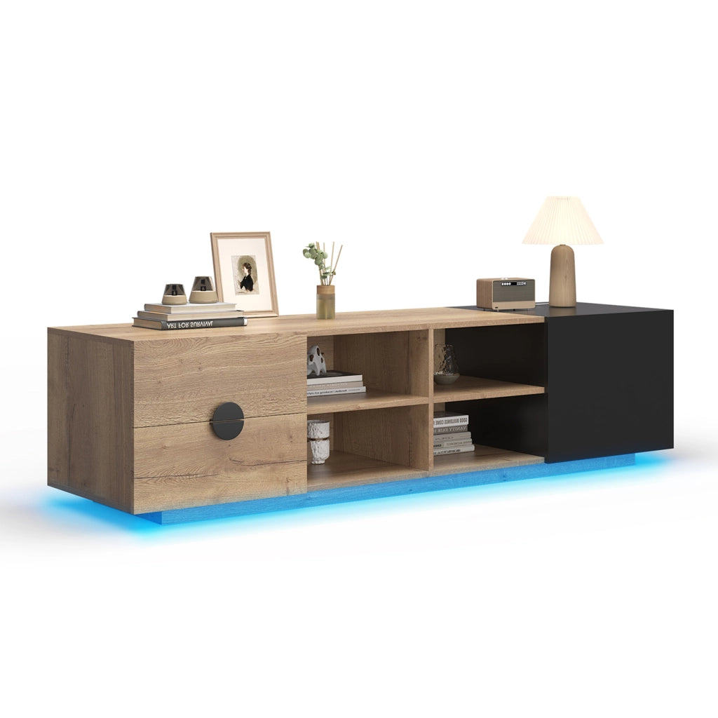 Mobile TV in Legno ¨C MINIMAL ¨C Nero, con Cassetto e Ante, Soggiorno