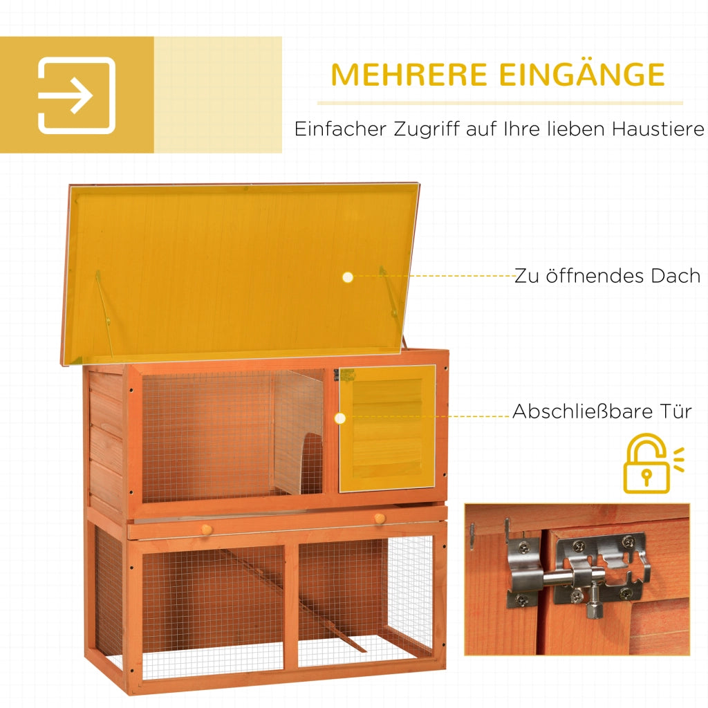 Gabbia per Animali Domestici 2 Livelli ¨C zephmum ¨C Legno di Abete Naturale e Verde