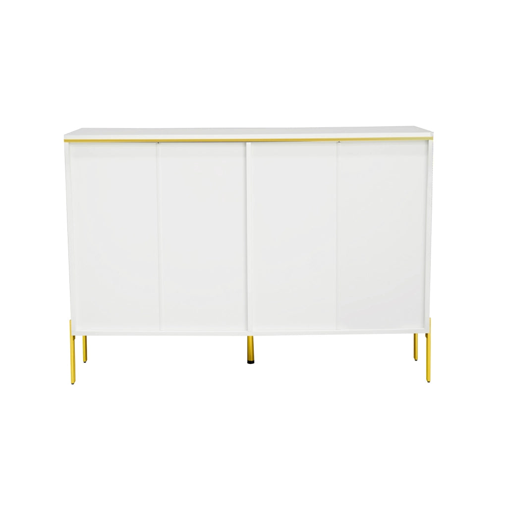 Credenza moderna 120 cm bianca e oro con 6 cassetti