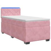 Letto con Box Spring, Materasso e LED Rosa 100 x 200 cm Velluto 3452131