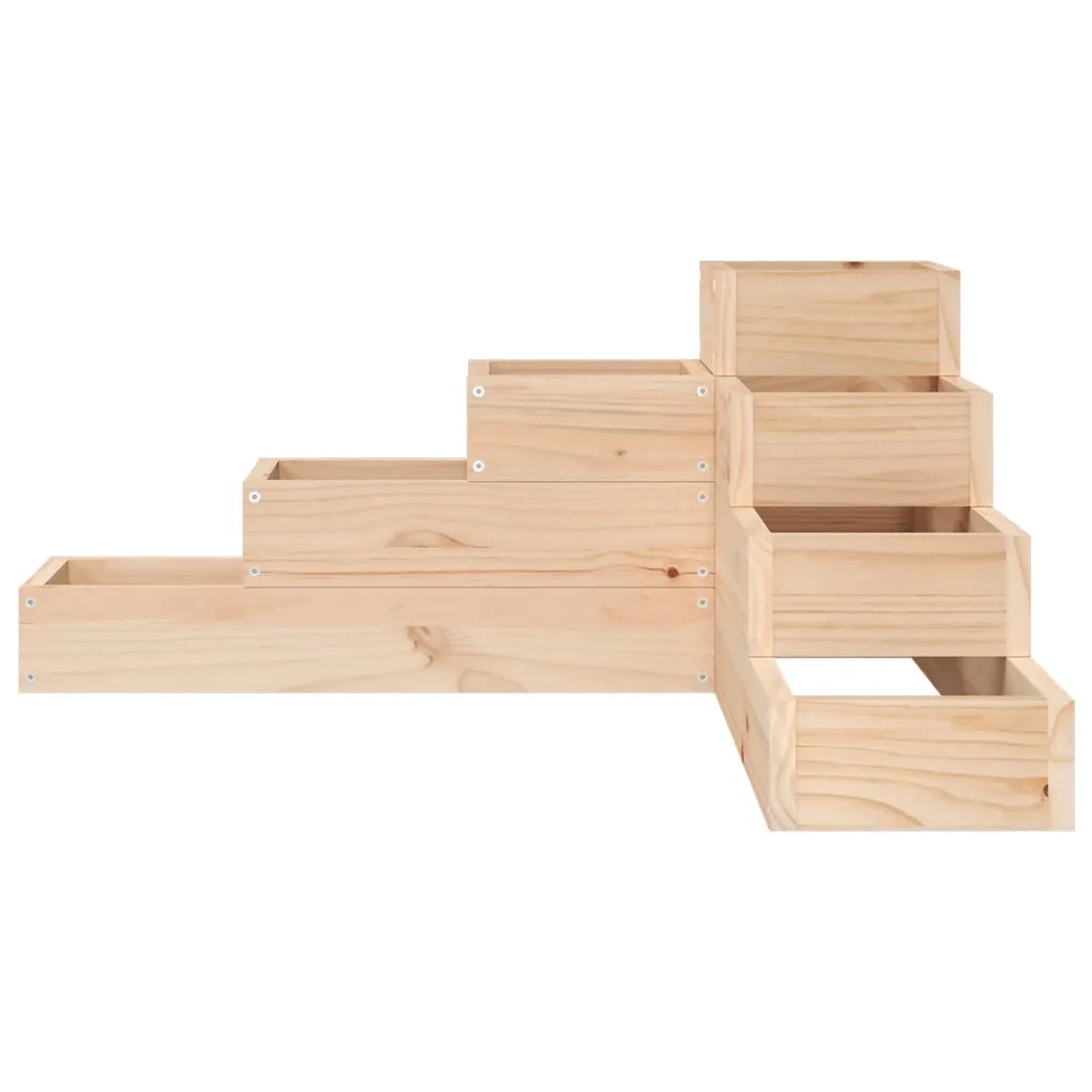 Fioriera di design a forma di L in legno massello di pino 80,5 x 79 x 36 cm per esterni 4 ripiani stile rustico 02_0048506