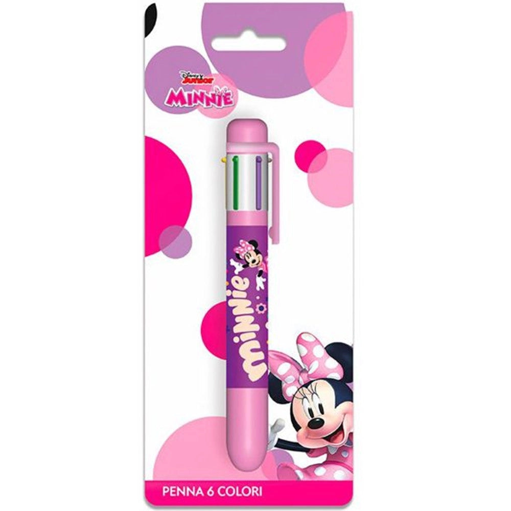 Trade Shop - Penna Con 6 Colori Minnie Accessorio Scuola Regalo Cancelleria Per Bambine 961723 -