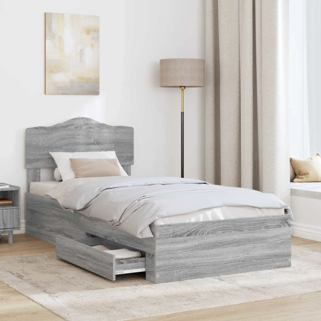 Struttura del letto Grigio Sonoma 90 x 190 cm Legno multistrato