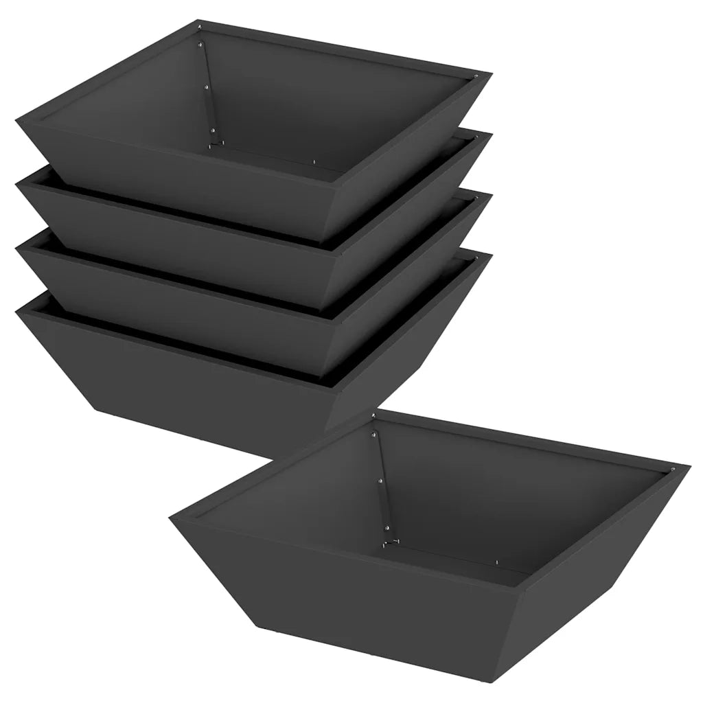 Vaso da giardino 5 pcs Nero 50 x 50 x 15 cm 873825