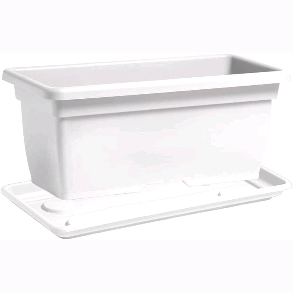 Vaso Rettangolare + Sottovaso in Plastica PPL Colore Bianco 100x45x40H cm 110 Litri